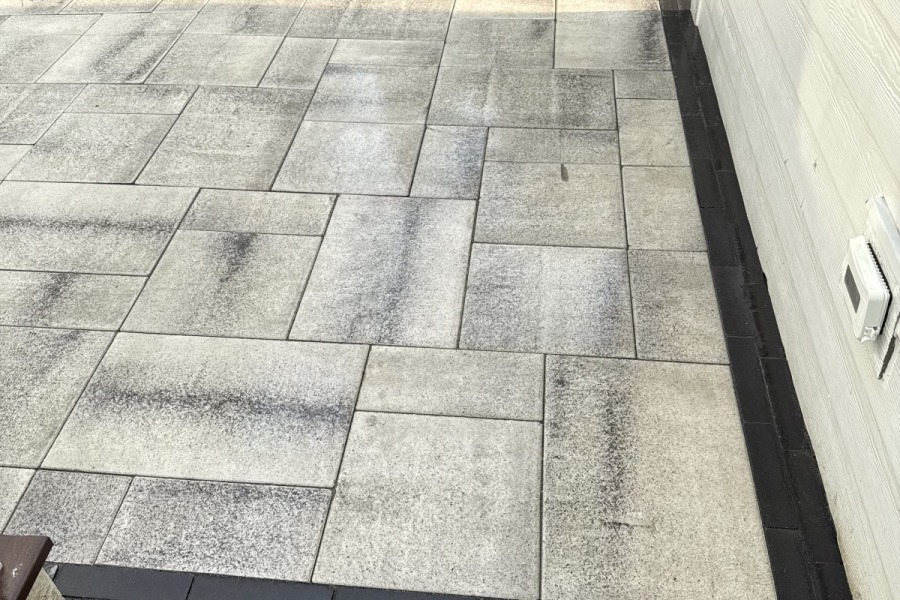  Unilock Umbriano with Mattoni dark charcoal Premier Border Patio 