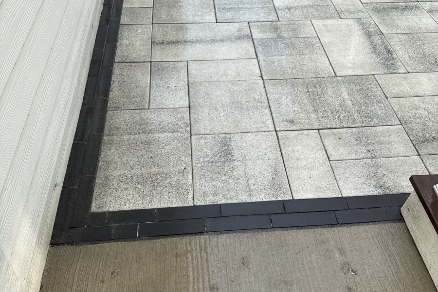  Unilock Umbriano with Mattoni dark charcoal Premier Border Patio 