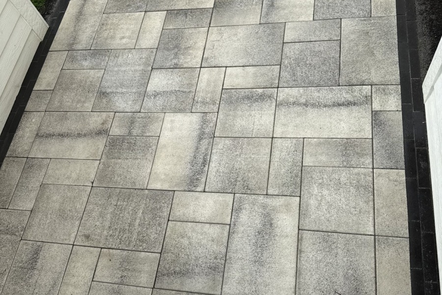  Unilock Umbriano with Mattoni dark charcoal Premier Border Patio 