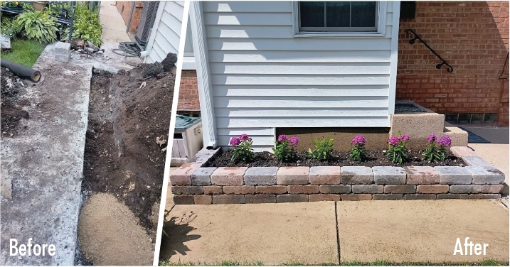 Before After Retaining Wall Retaining Wall Unilock Brussels Dimensional Stone Sierra In Winnetka - Landscaping