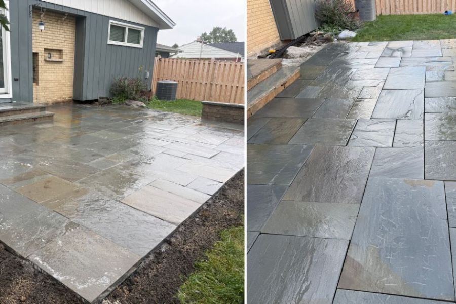 Bluestone Patio Hardscape Installation in Niles - Lanscaping