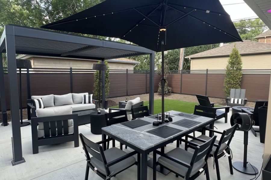 Concrete Patio with Pergola - Landscaping