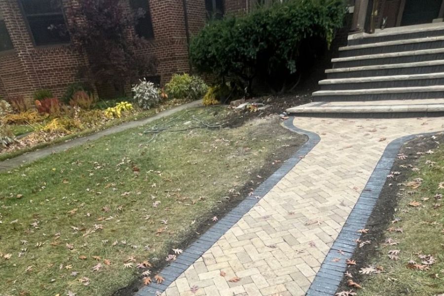 Park Ridge limestone front entry steps - Landscaping