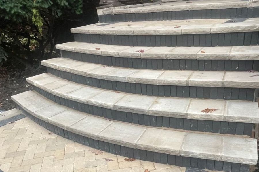 Park Ridge limestone front entry steps - Landscaping