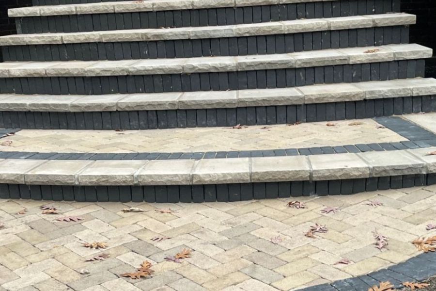 Park Ridge limestone front entry steps - Landscaping