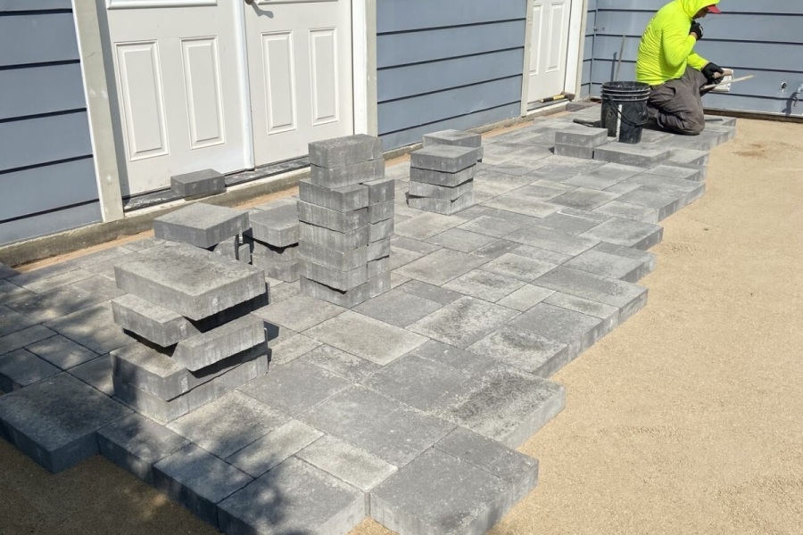 Unilock Westport Smooth Patio in Highland Park - Landscaping