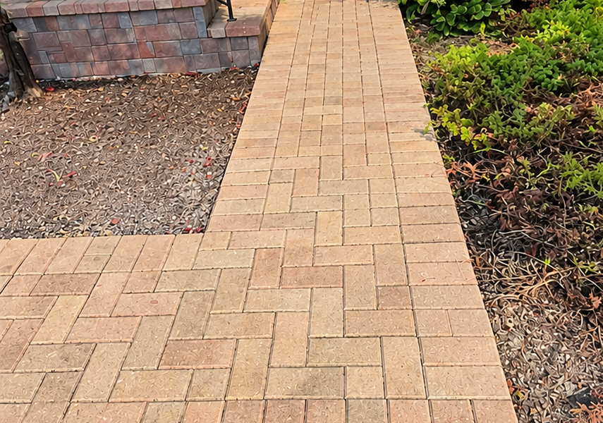 hardscape walkway in Riverwoods - Lanscaping