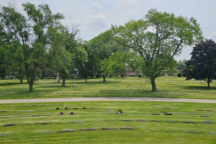 cemetery headstone landscaping Chicago  - Landscaping