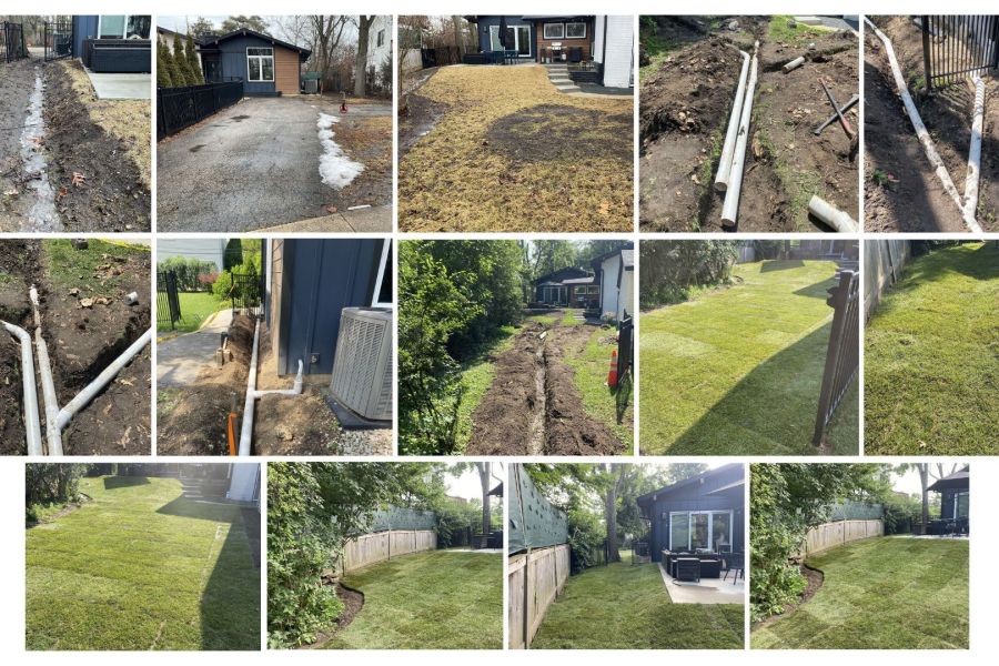 Before After Drainage  / Glenview  - Landscaping