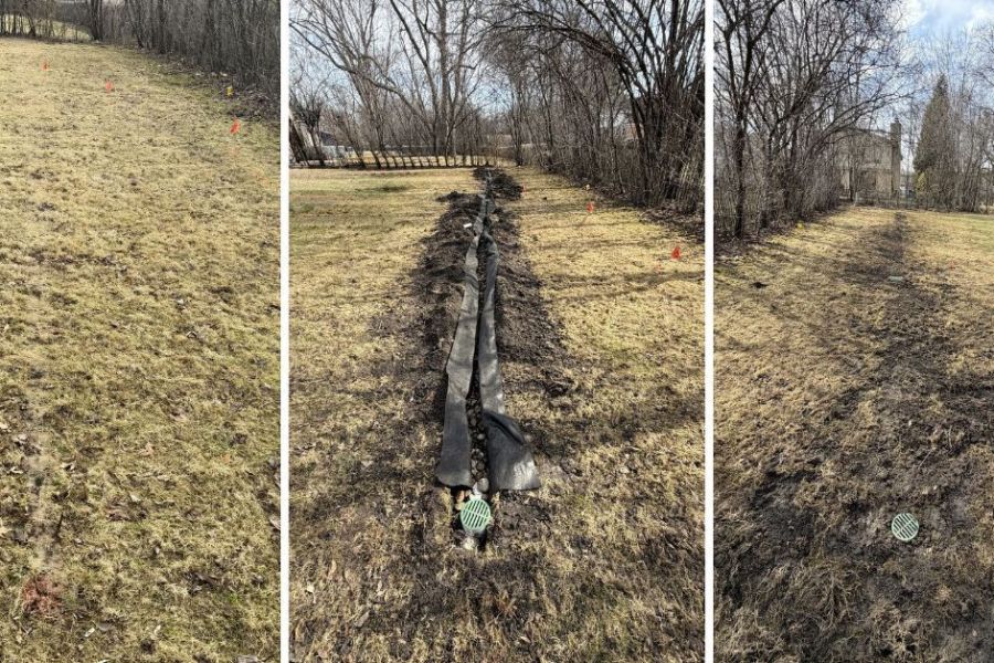 Deerfield Drainage Project with French Drain - Landscaping