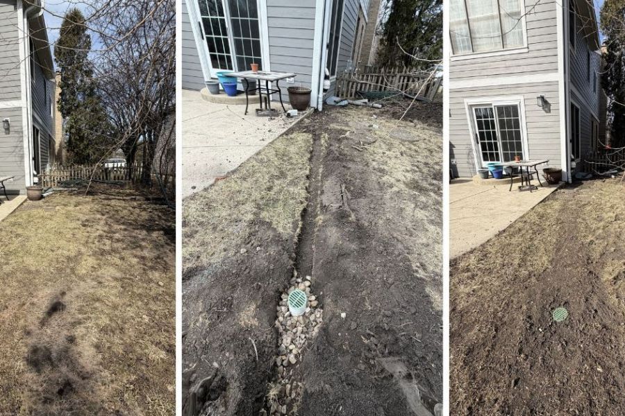 Deerfield Drainage Project with French Drain - Landscaping