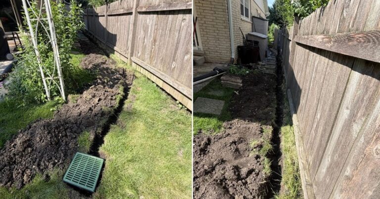 Drainage Install in Highland Park - Lanscaping