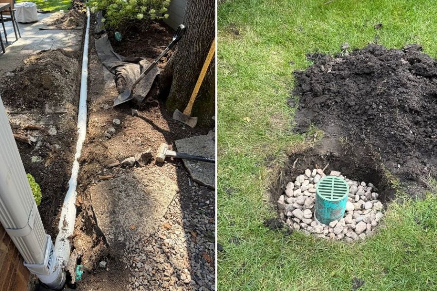 Drainage PVC install in Glencoe - Lanscaping