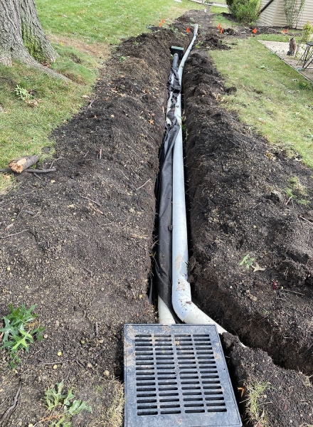 Drainage Multiple Catch Basins Into Solid PVC / Northfield  - Landscaping