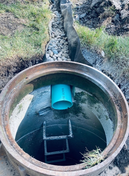 Drainage Commercial French Drain into Storm Sewer / Northbrook  - Landscaping