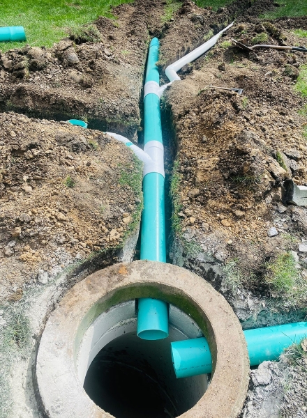 Drainage Multiple Downspouts into Storm Drain  / Northbrook  - Landscaping