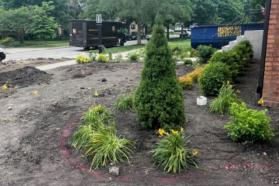 Bed Installation in Progress Glencoe - Landscaping