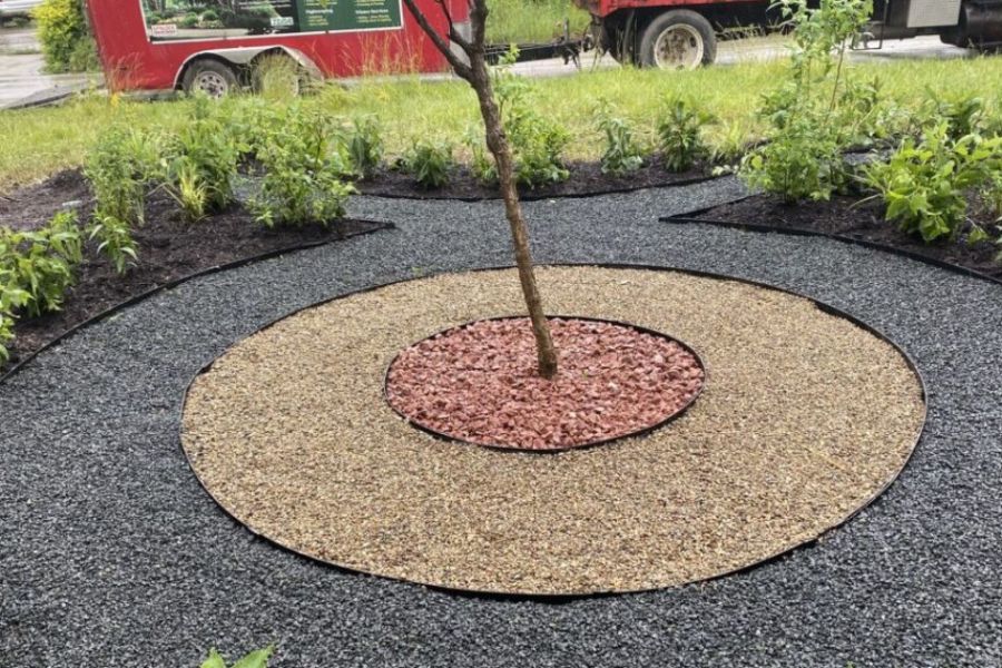 Landscape Installation Project with Stone Taurus Rain Garden - Landscaping