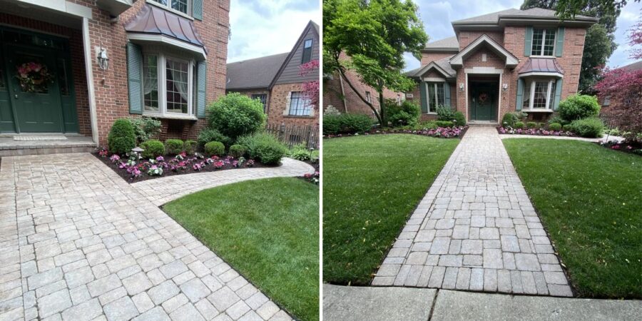 Colorful annual flower planting project in Barrington, IL showcasing vibrant seasonal blooms throughout front and backyard landscape beds.
