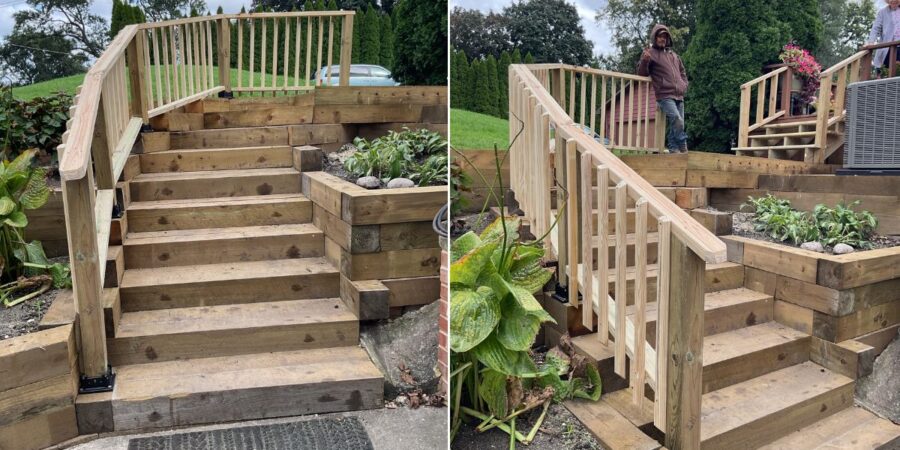 Pressure-Treated Timber Retaining Wall & Stairway Project in Glenview, IL
