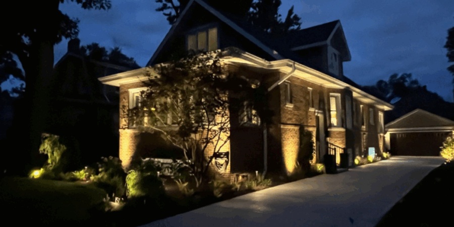 Wilmette Outdoor Landscape Project With Drainage, Irrigation, Turf, Plantings, And Kichler Lighting Systems