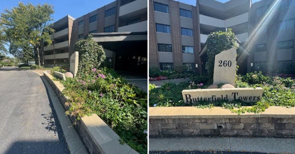 Retaining wall reconstruction and community entrance restoration in Kenilworth, IL with concrete foundation installation, drainage improvements, and monument reinstallation.