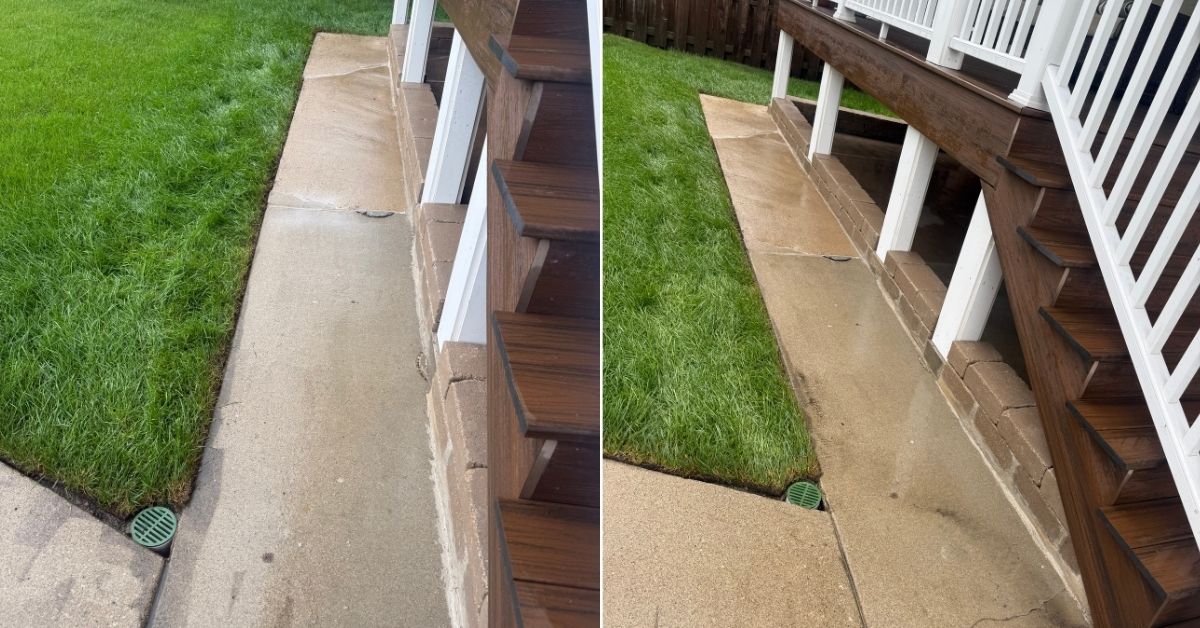 Drainage and retaining wall project in Prospect Heights, IL with French drains, PVC piping, sump pump drainage, and Sandstone Brussels pavers.