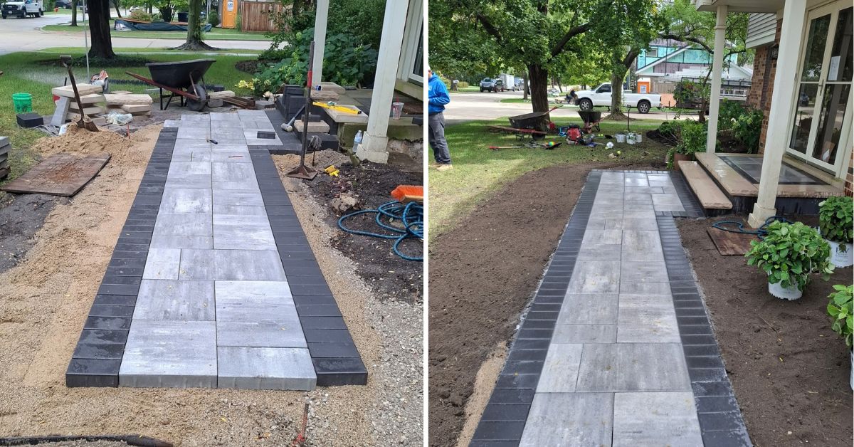 Existing asphalt driveway and apron being removed before replacement at a residential property in Evanston, IL.