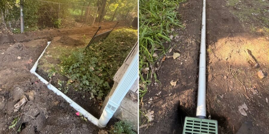 Backyard Drainage Installation with French Drain & Catch Basins in Niles, IL