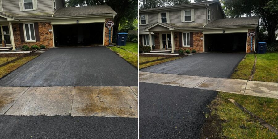 Asphalt Driveway, Unilock Beacon Hill Walkway & Hydrangea Planting Project in Evanston