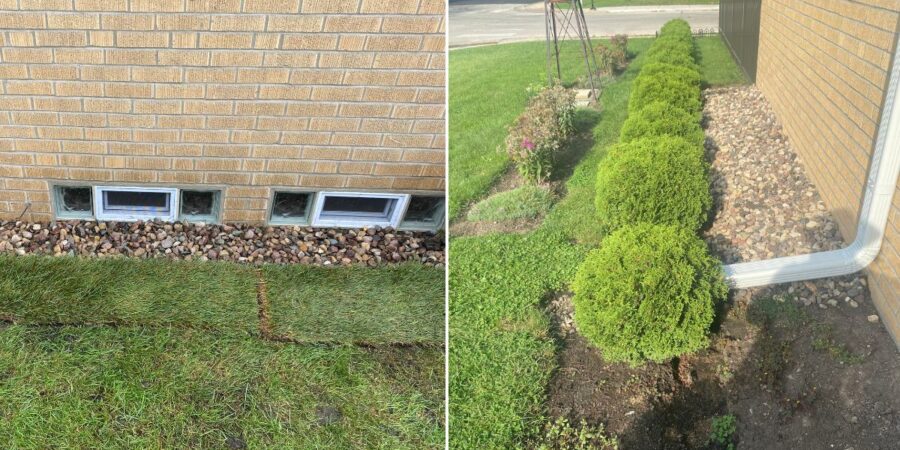 Front Landscape Rock Border Behind Arborvitae