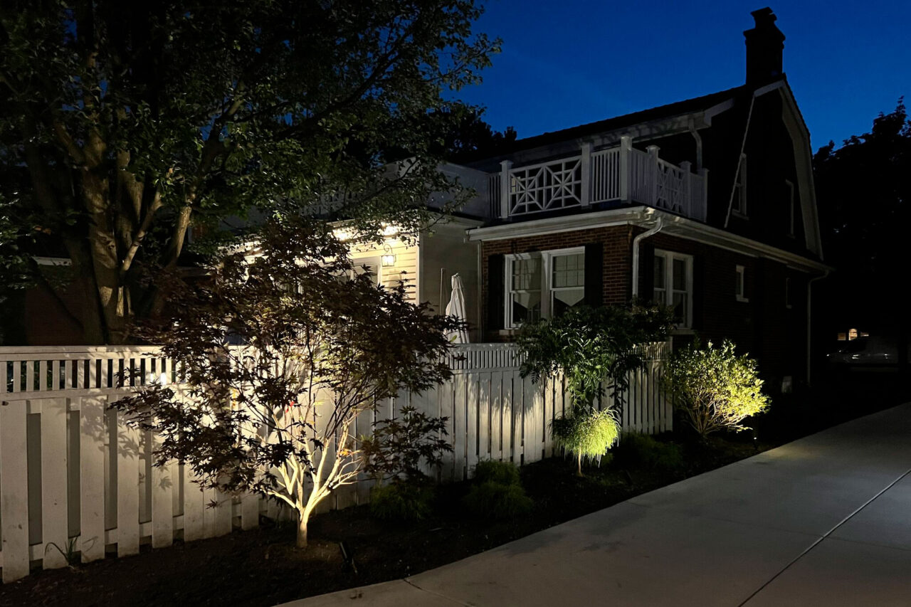 Complete outdoor makeover in Park Ridge with grading, NDS drainage, artificial turf, lighting, plants, and hardscapes