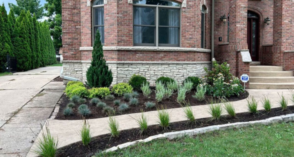 Mt Prospect landscape project with beds, compost, fabric and fresh plants creating clean structure and healthy long term growth