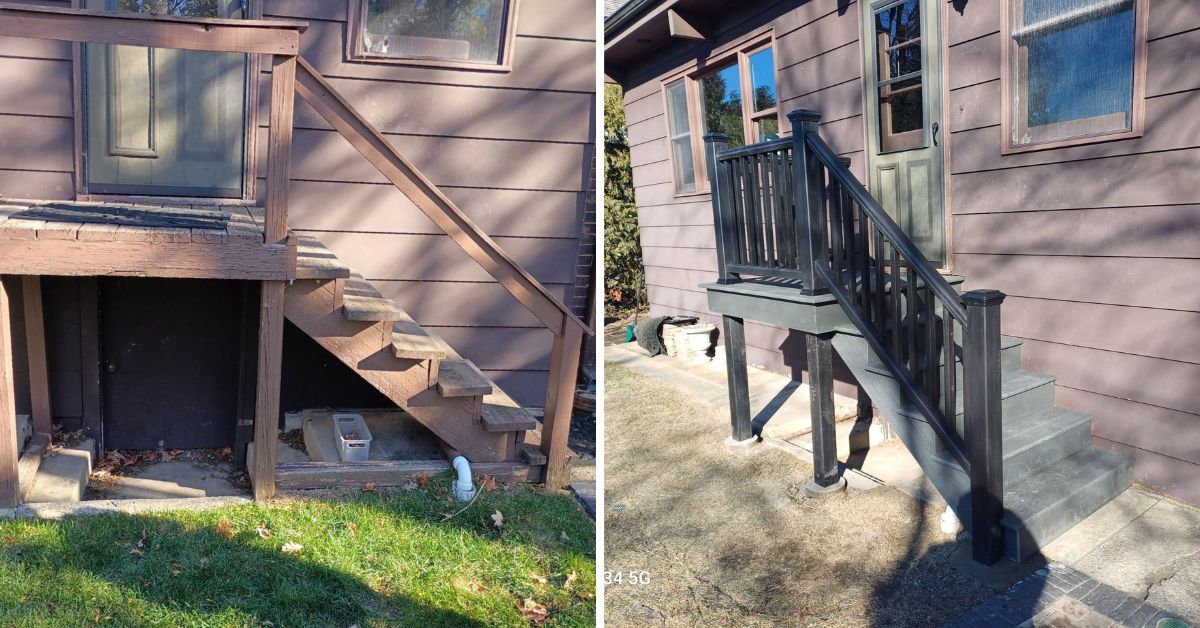 1923 Park Ridge home porch restoration with Unilock walkways, drainage system installation, and structural column replacement