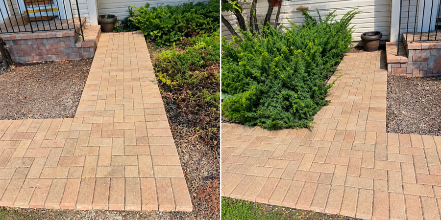 Paver Walkway, Patio Restoration & Gutter Extension Project in Riverwoods