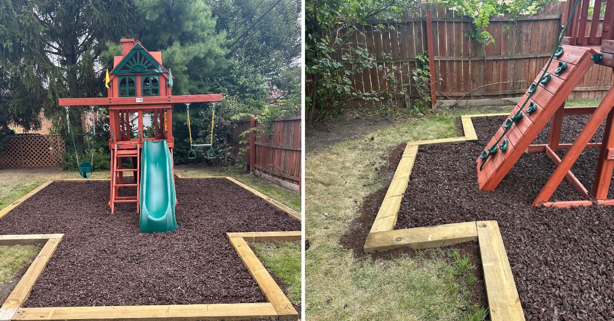 Existing sod being removed from a designated residential playground area in Glencoe, IL.
