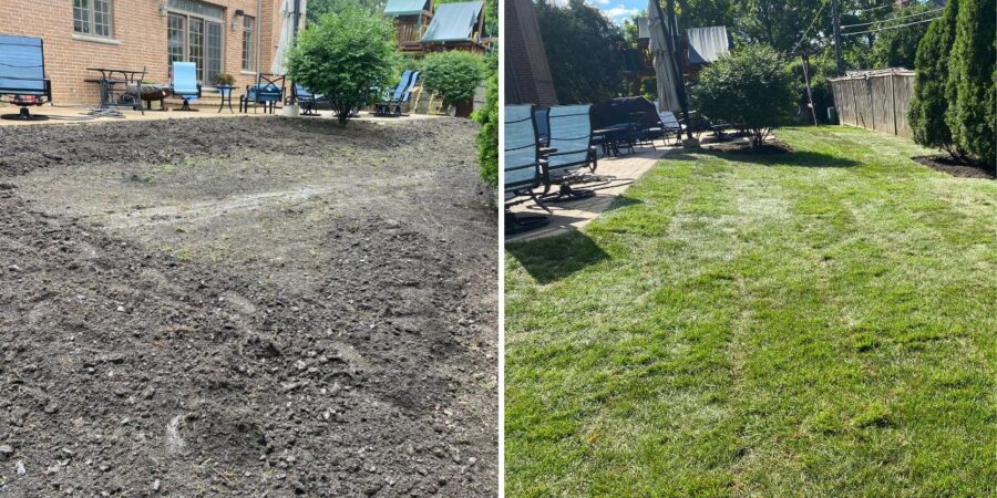Drainage system upgrade in Edison Park, IL with underground 4-inch PVC piping, downspout connections, leaf guards, and tee discharge assemblies.