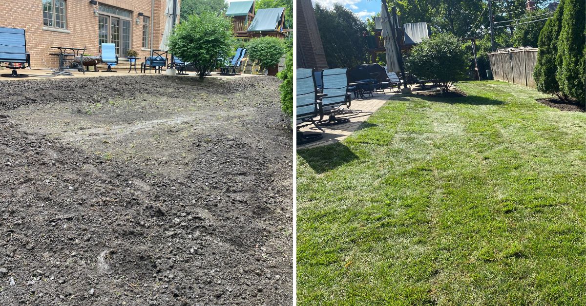 Drainage system upgrade in Edison Park, IL with underground 4-inch PVC piping, downspout connections, leaf guards, and tee discharge assemblies.