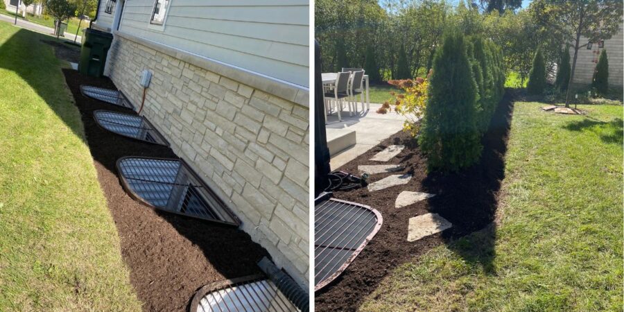 Drainage, Arborvitae Privacy Screening & Concrete Sidewalk in Mount Prospect