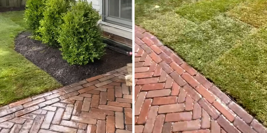 Village of Wilmette complete landscape renovation with Unilock Copthorne patio, sod, and boxwoods.
