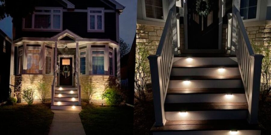 Professional Chicago landscape lighting installation illuminating walkways, patios, and gardens for safety, beauty, and security.