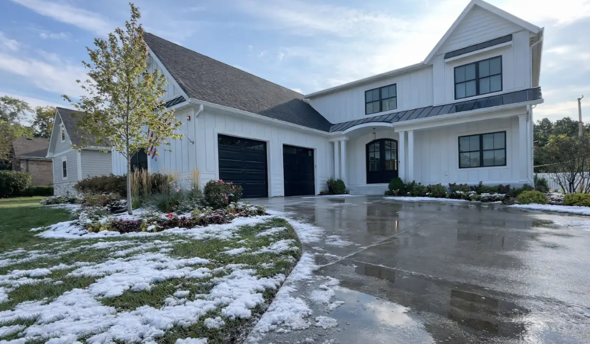 Melting snow shows turf stress when homeowners fail to remove snow from your lawn during winter.