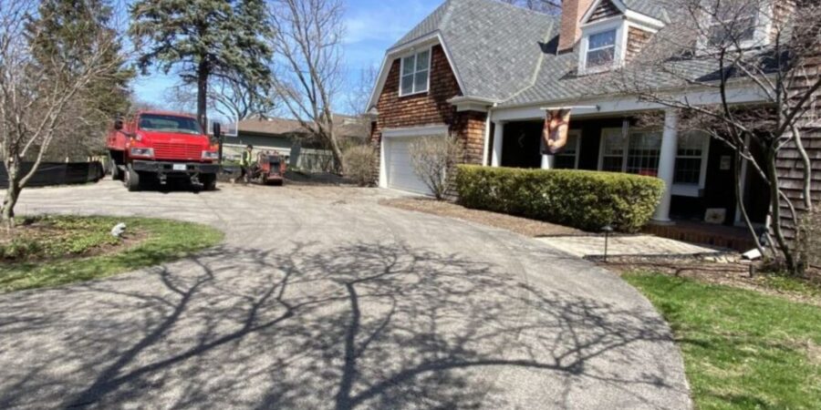 Northfield landscape drainage and grading project ensuring proper slope, village permit compliance, and expert yard solutions.